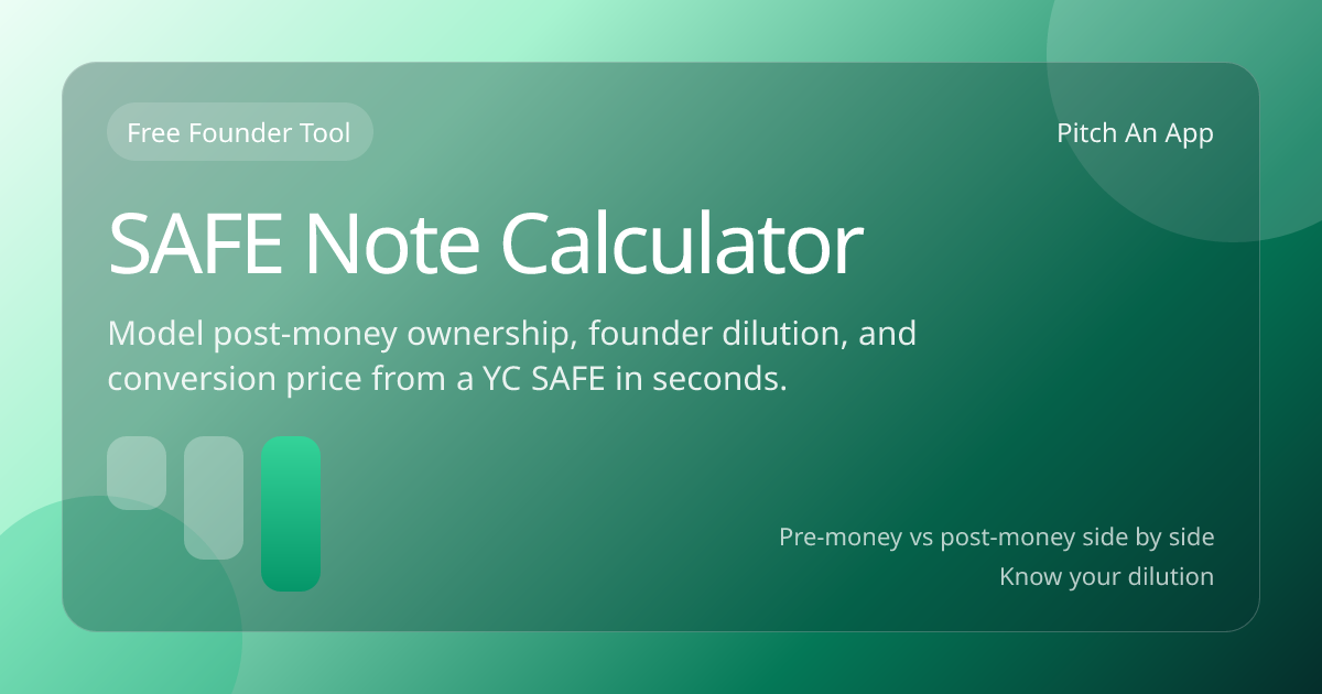 SAFE Note Calculator - Free Dilution Estimator | Pitch An App